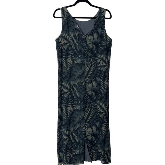 Valerie Stevens 100% Silk Tropical Print 90s Y2K Sleeveless Midi Dress (14) - Picture 6 of 13